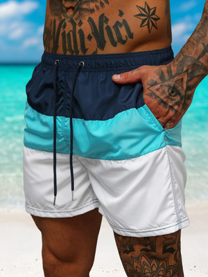 Herren Badeshorts Dunkelblau/Weiß OZONEE JS/17K567/7