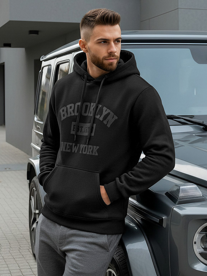 Herren Kapuzenpullover Schwarz OZONEE JS/8B1969/3