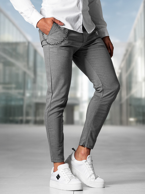 Herren Chino Hose Dunkelgrau OZONEE DJ/3300Z