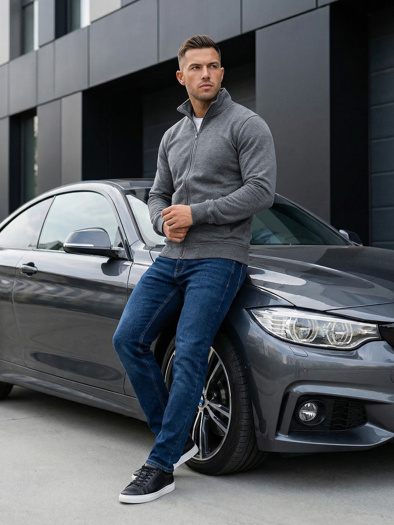 Herren Sweatjacke Dunkelgrau OZONEE JS/2002Z