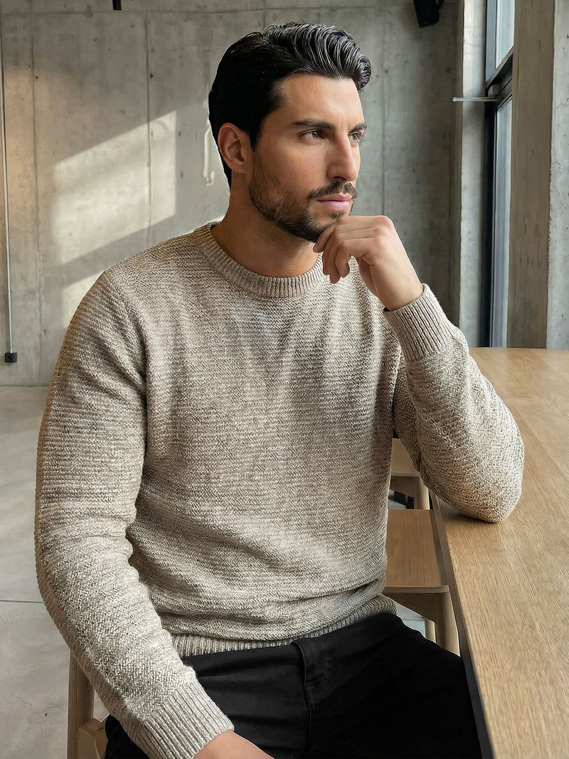 Herren Pullover Beige OZONEE JS/59B3600/155