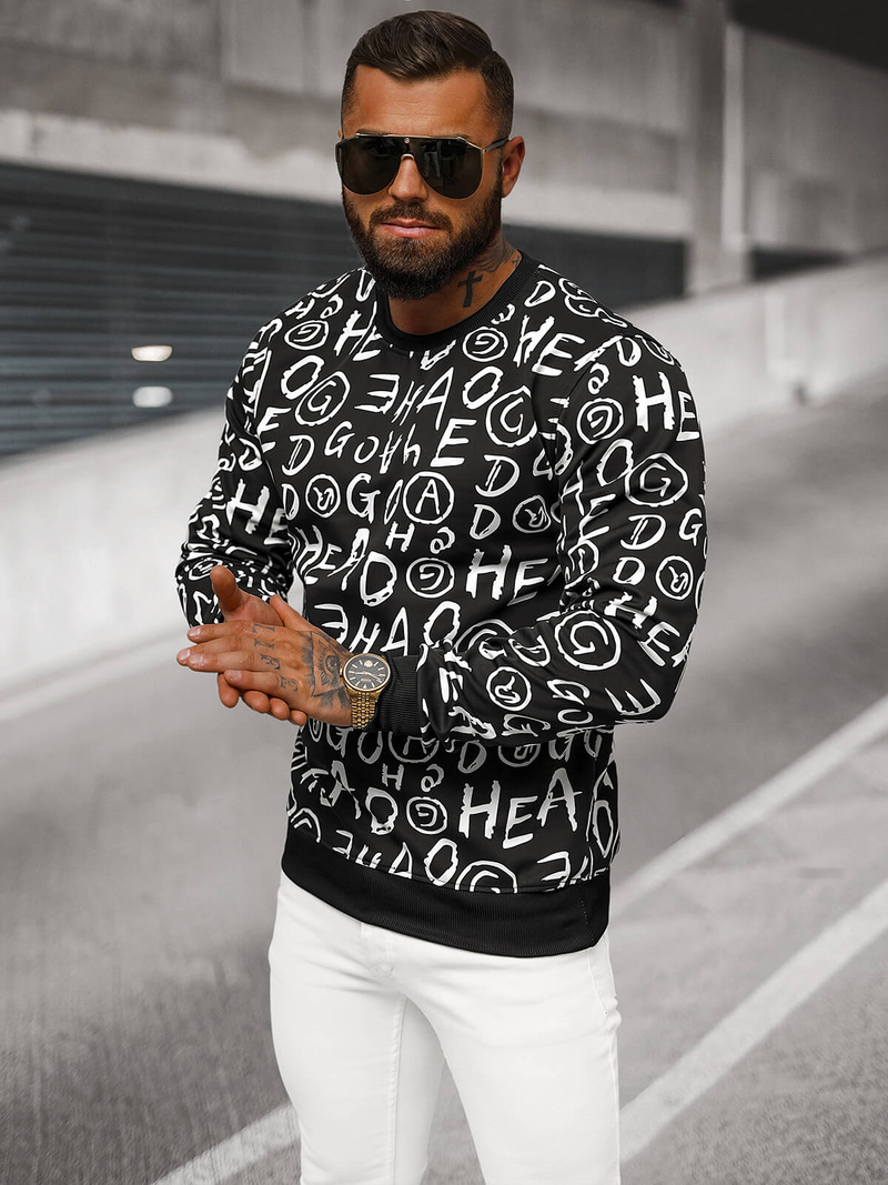 Herren Sweatshirt Schwarz OZONEE JS/8B1221/3