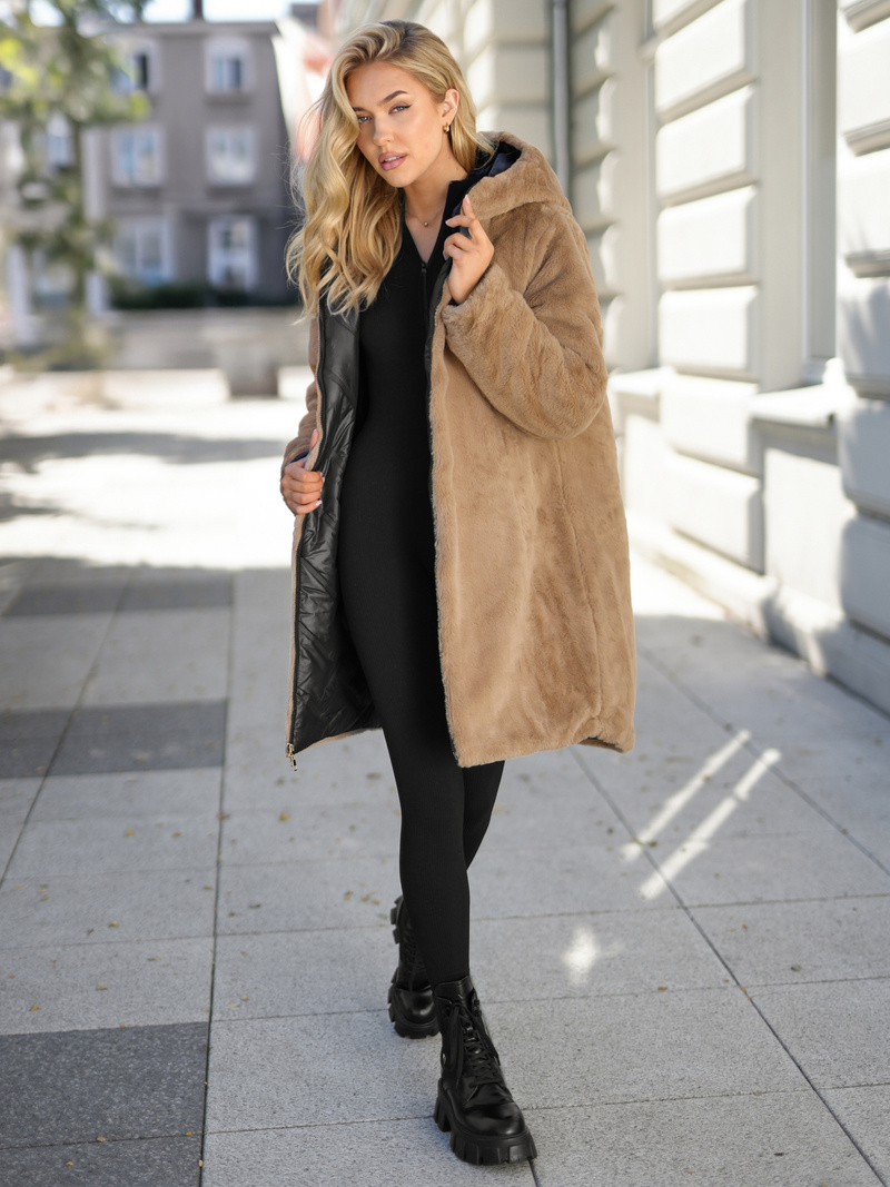 Lange Damen Winterjacke Schwarz OZONEE JS/5M3352/392