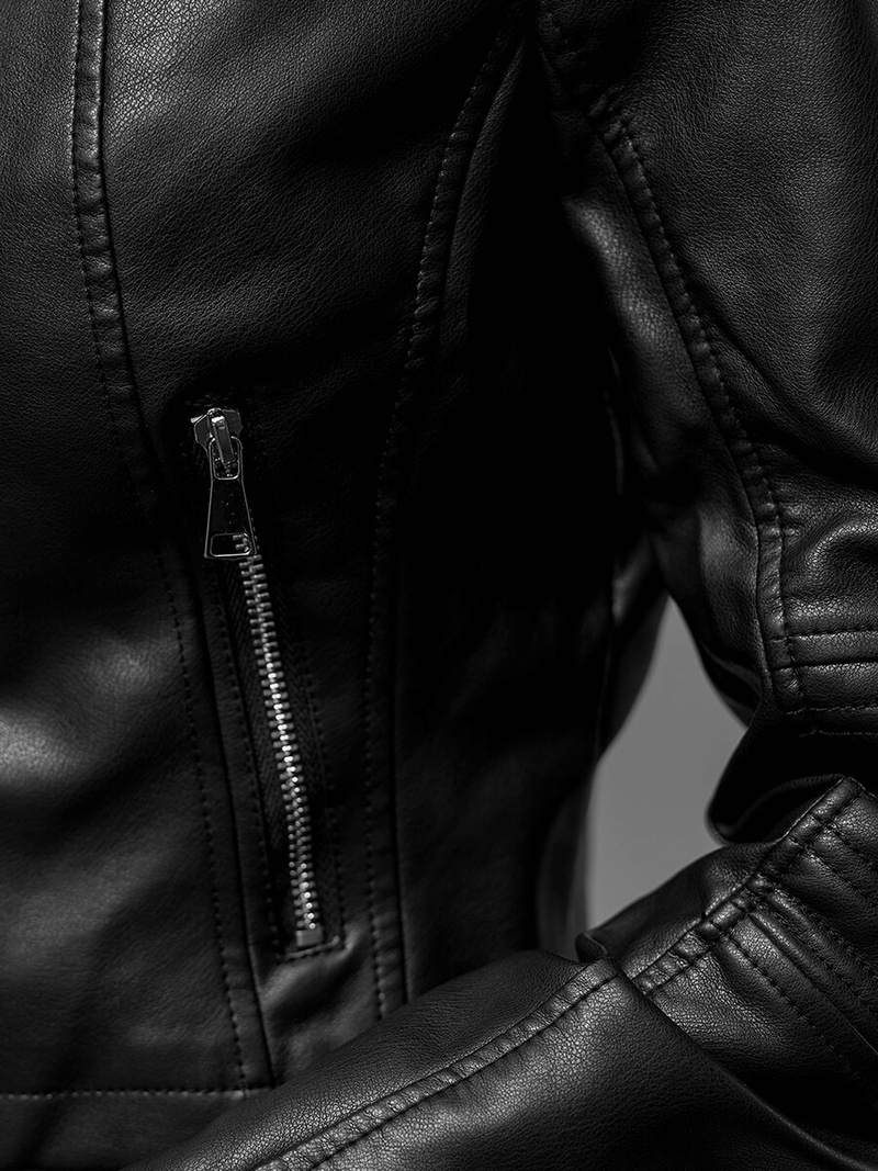 Damen Lederjacke Schwarz OZONEE JS/11Z8038