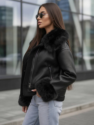 Damen Lederjacke Schwarz OZONEE JS/61M8505/392Z