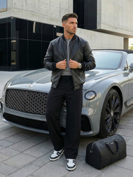 Herren Lederjacke Schwarz OZONEE JS/11Z8015Z