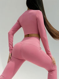 Damen Leggings mit Breiten Beinen Dunkelpink JS/17K588/111Z