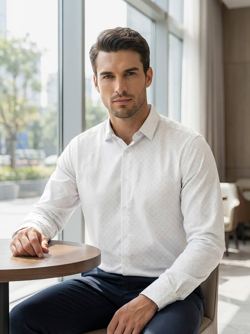 Herren Hemd Weiß OZONEE V/V185Z