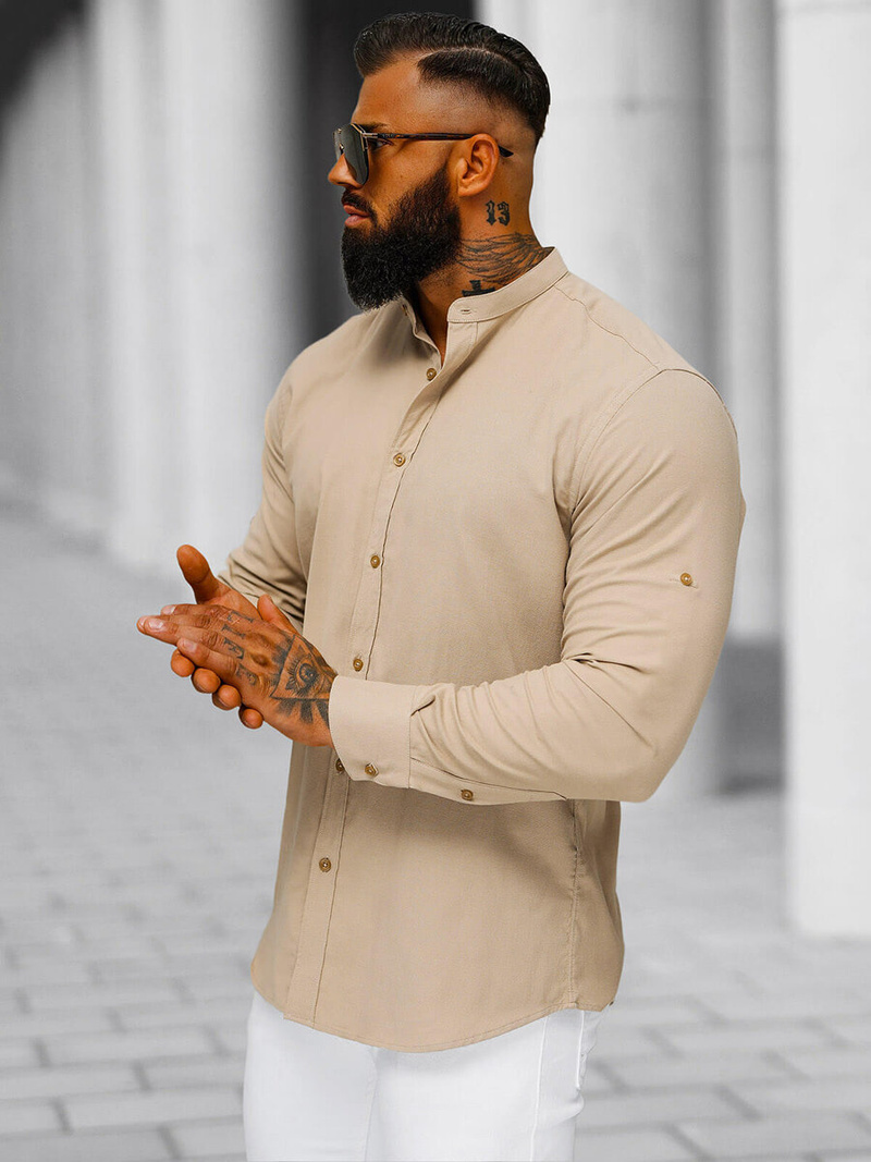 Herren Hemd Beige OZONEE O/V123