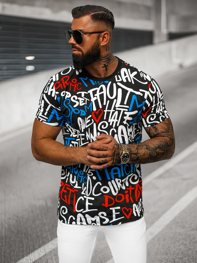 Herren T-shirt Schwarz OZONEE O/T1271/3