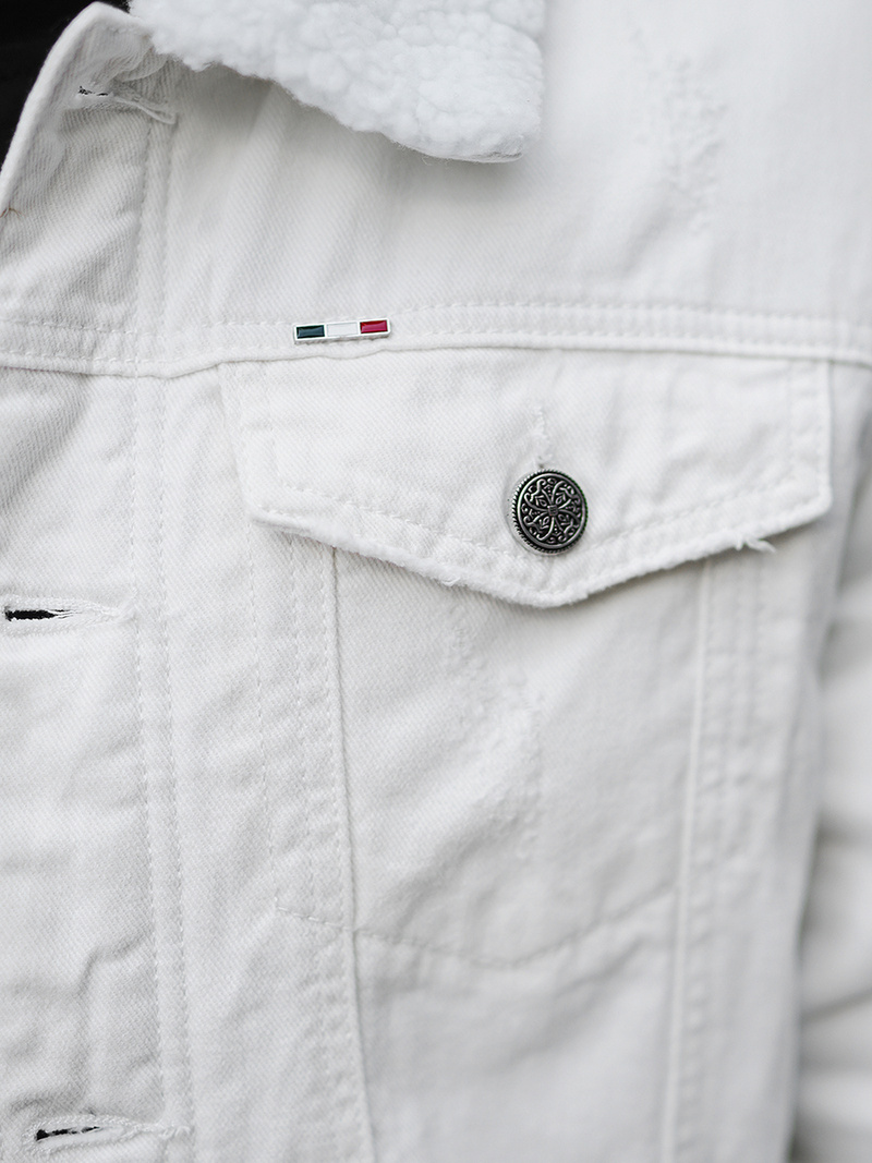 Herren Jeansjacke Sherpa Weiß OZONEE NB/MJ541Z