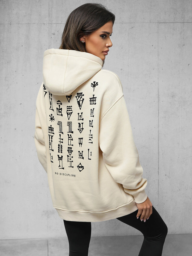 Kapuzenpullover Beige OZONEE O/SWE23017Z