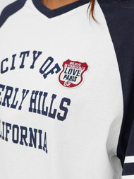 Damen T-shirt Weiß-Dunkelblau OZONEE JS/R62493