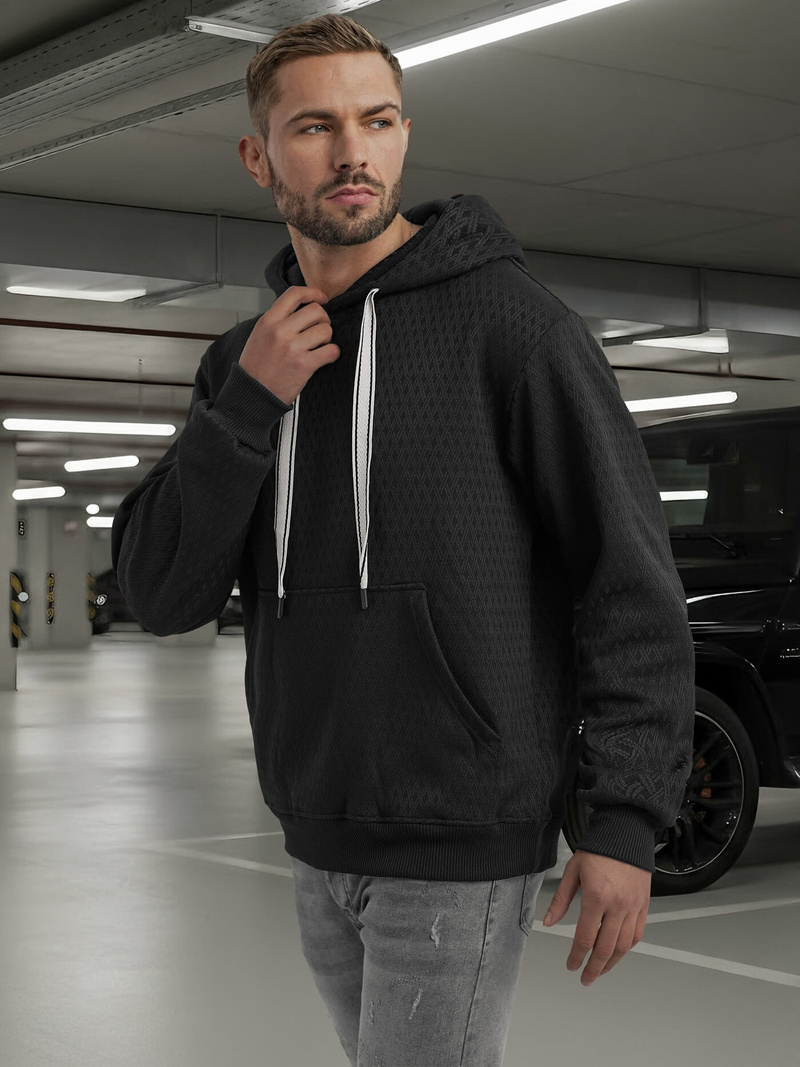 Herren Kapuzenpullover Schwarz OZONEE O/G3065