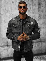 Herren Jeansjacke Schwarz OZONEE NB/MJ515N