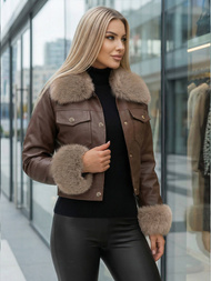 Damen Lederjacke Schokolade OZONEE JS/61M8513/158