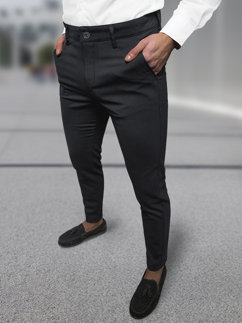 Herren Chino Hose Schwarz OZONEE DJ/5526