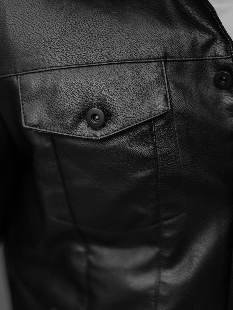 Herren Lederjacke Schwarz OZONEE O/8830/1