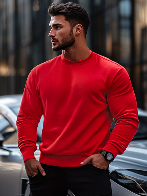 Herren Sweatshirt Rot OZONEE JS/2001-10Z