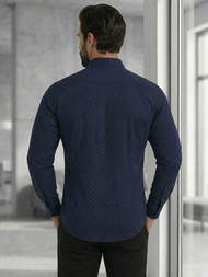 Herren Hemd Dunkelblau OZONEE V/V183Z