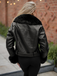 Damen Lederjacke Schwarz OZONEE JS/61M8511/392A