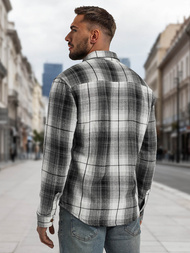 Herren Hemd Schwarz-Weiß OZONEE NB/MC728N/4