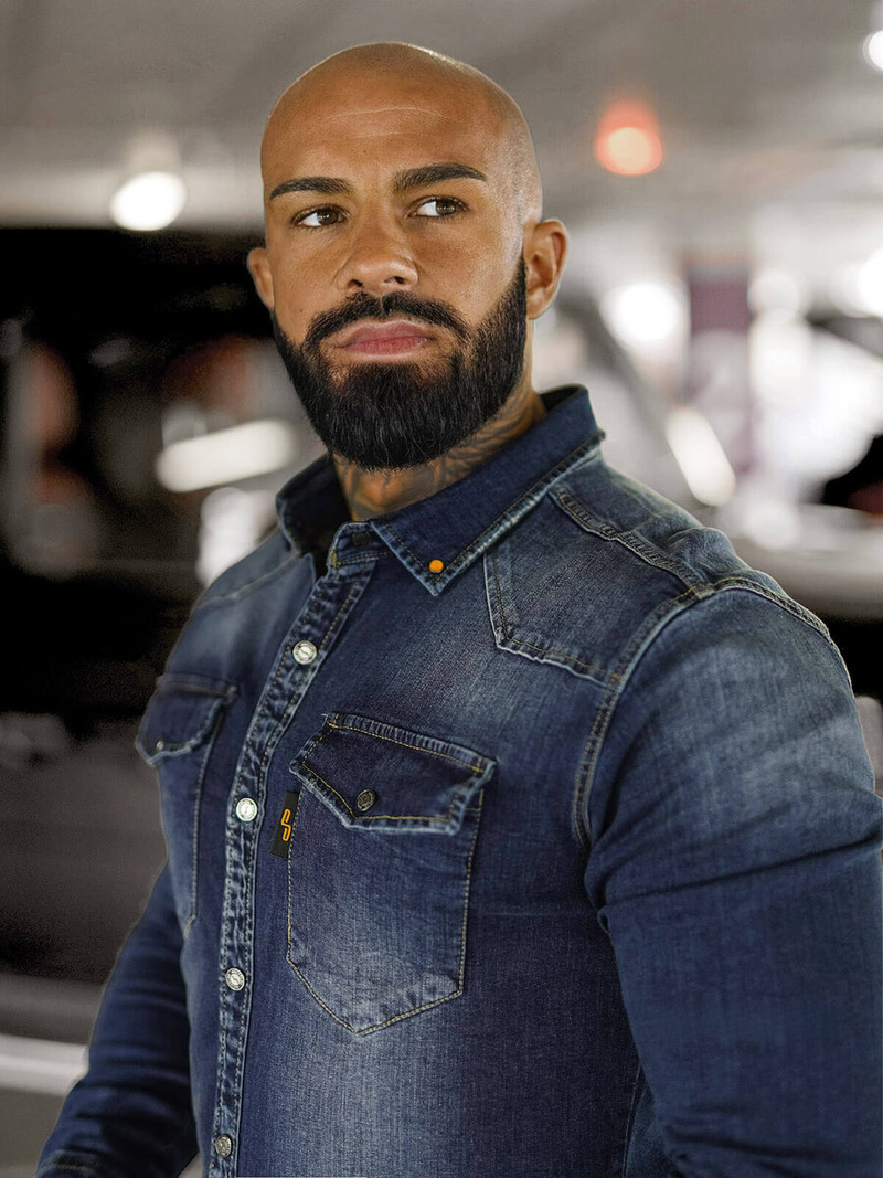 Herren Jeanshemd Dunkelblau OZONEE O/51410