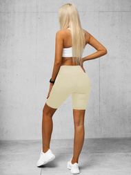 Damen Kurze Leggings Ecru O/K5-J