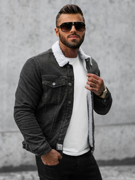 Herren Jeansjacke Sherpa Schwarz OZONEE NB/MJ517NZ