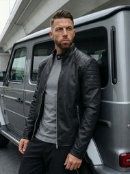 Herren Lederjacke Schwarz OZONEE JS/11Z8139