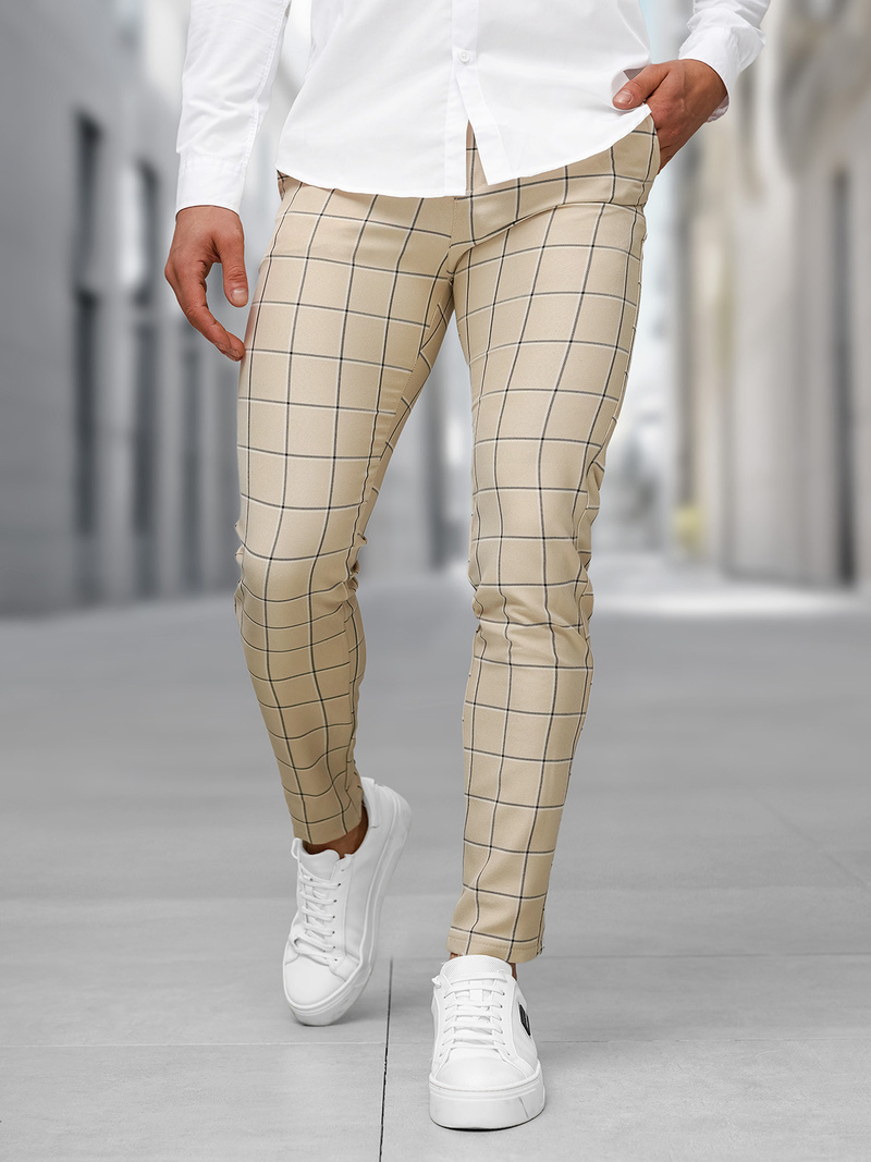 Herren Chino Hose Beige OZONEE DJ/5522Z