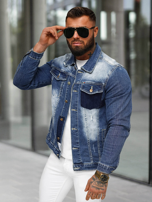 Herren Jeansjacke Blau OZONEE NB/MJ536B