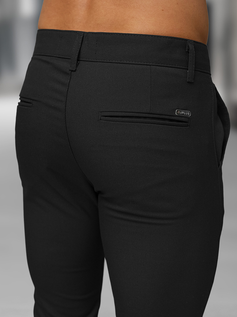 Herren Chino Hose Schwarz OZONEE DJ/5526Z