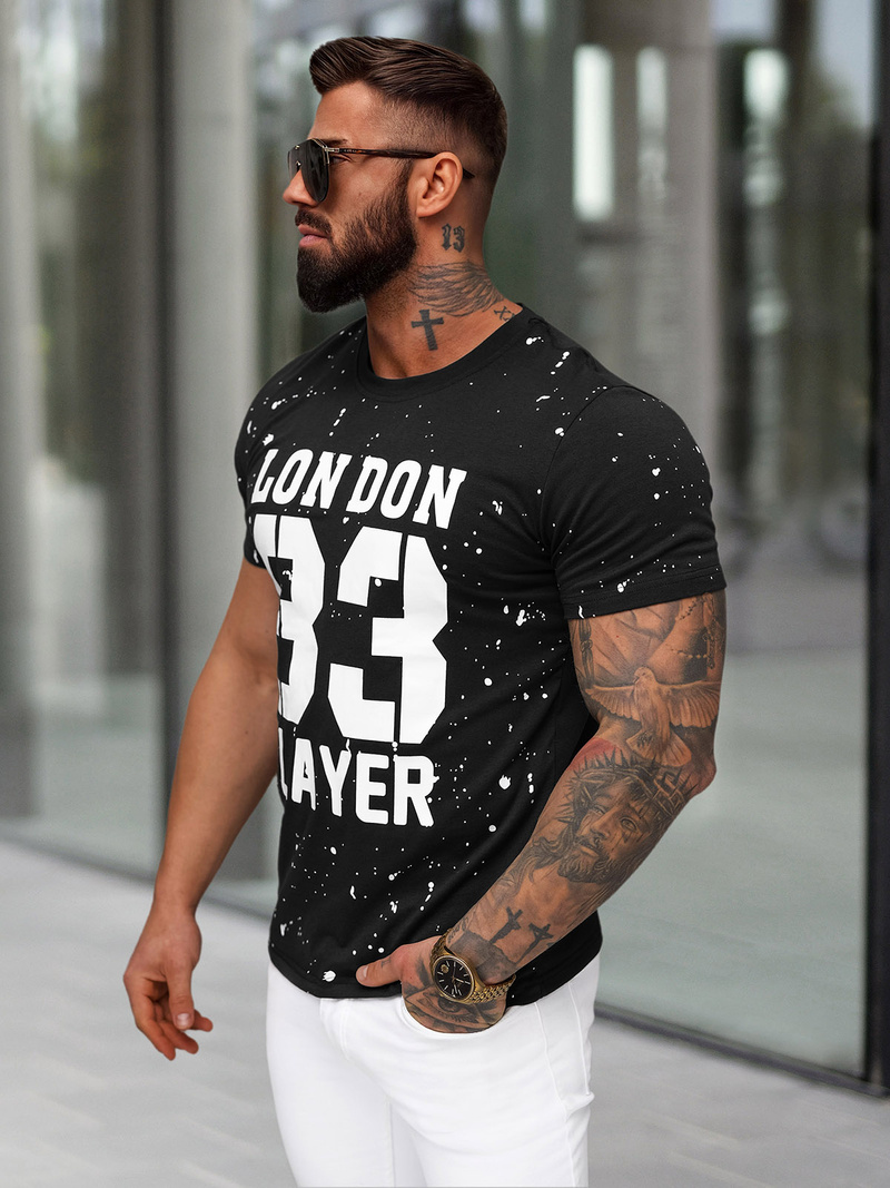 Herren T-shirt Schwarz OZONEE JS/8B1388/3