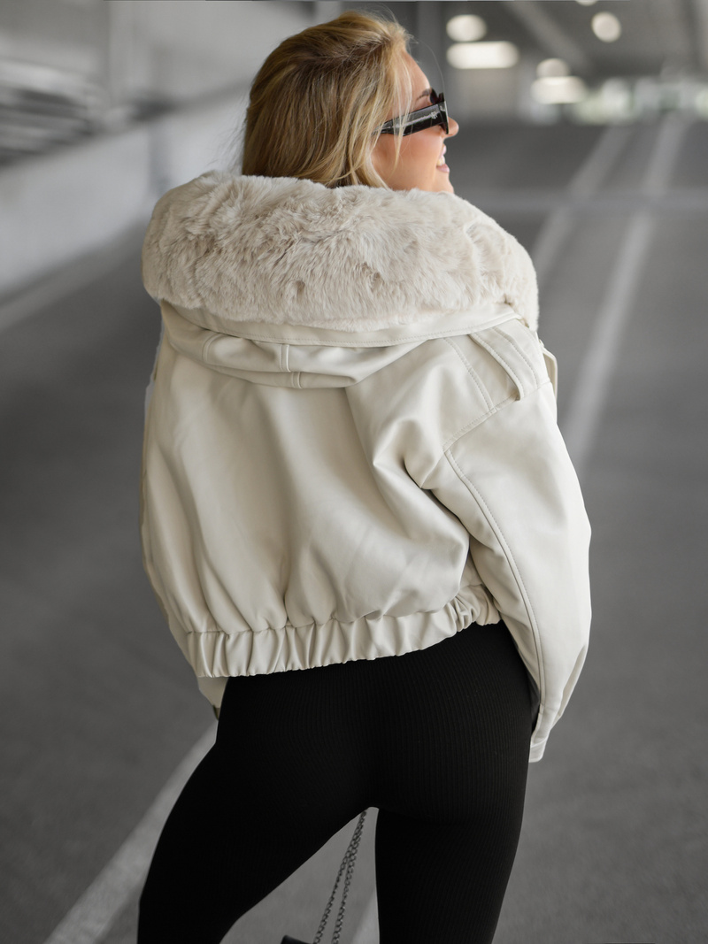 Damen Lederjacke Beige OZONEE JS/11Z8172Z