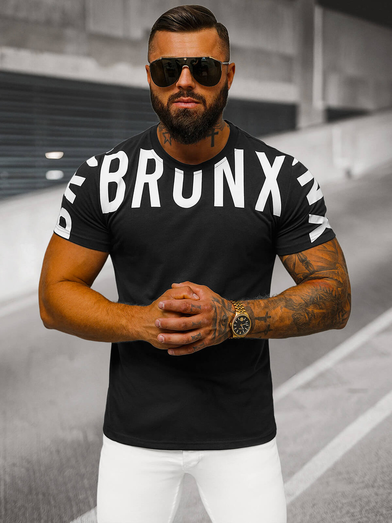 Herren T-shirt Schwarz OZONEE O/8T1265/3