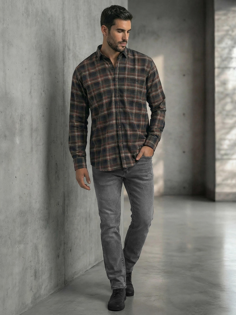 Herren Hemd Dunkelblau OZONEE V/V177Z