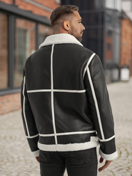 Herren Lederjacke Schwarz OZONEE JS/11Z8270