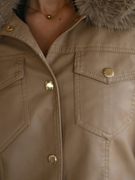 Damen Lederjacke Beige OZONEE JS/61M8513/84