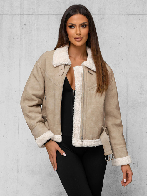 Damen Lederjacke Beige OZONEE O/81331Z