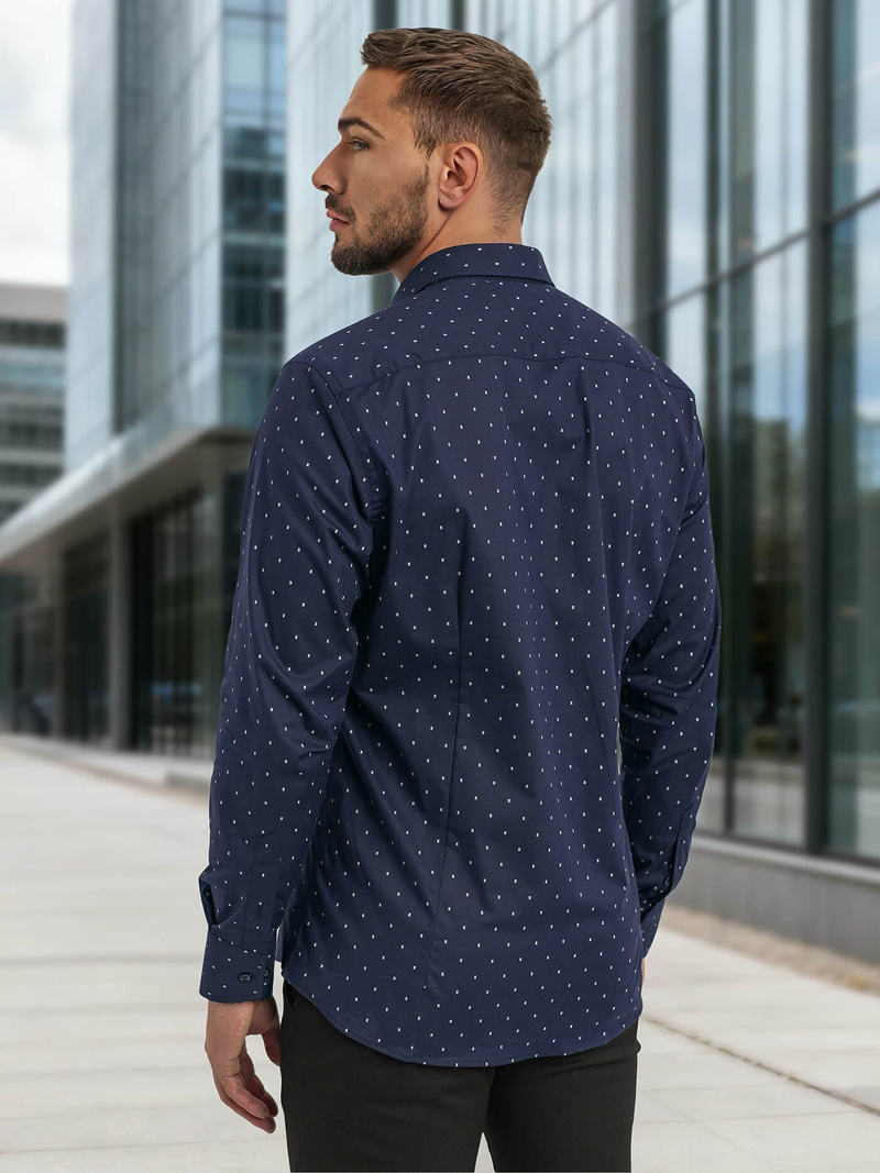 Herren Hemd Dunkelblau OZONEE V/V181