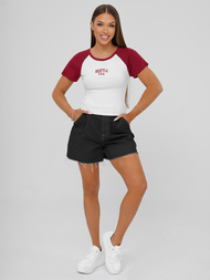 Damen T-shirt Weiß-Rot OZONEE JS/R61627