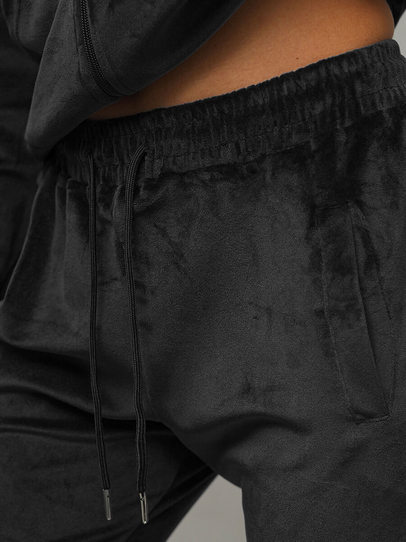 Damen Velours Sportanzug Schwarz OZONEE JS/8C1176/3Z