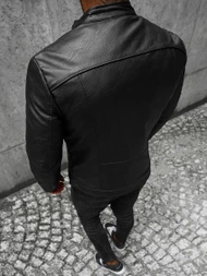 Herren Lederjacke Schwarz OZONEE JS/11Z8003
