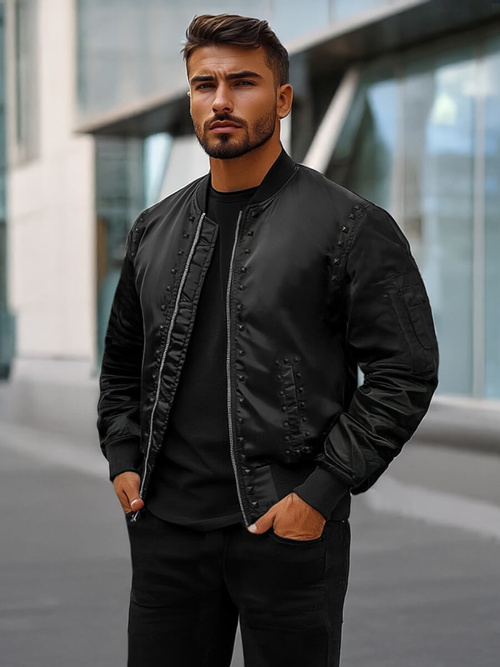 Herren Bomberjacke Schwarz OZONEE O/8905Z