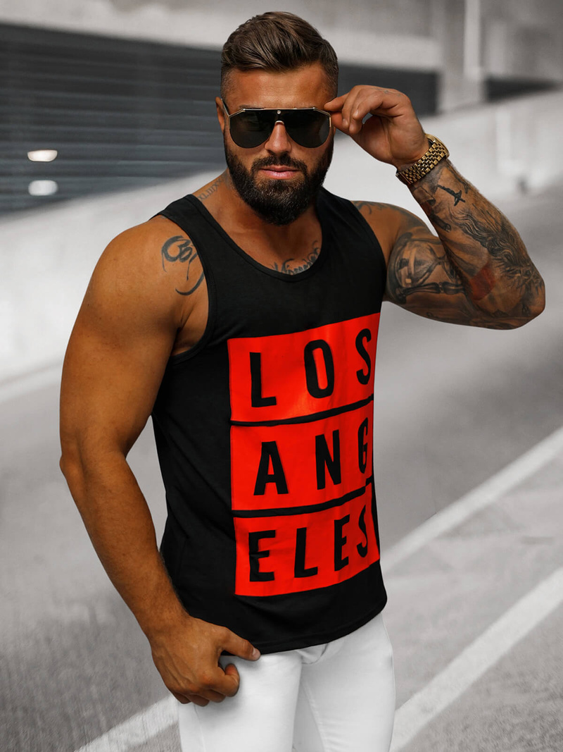 Herren Tank Top Schwarz OZONEE O/T105/3