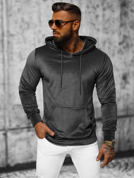 Herren Velours Kapuzenpullover Anthrazit OZONEE JS/8B1170/6