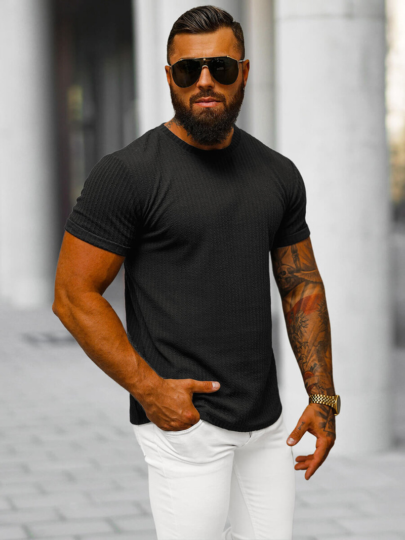 Herren T-shirt Schwarz OZONEE O/7766T