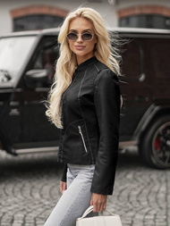 Damen Lederjacke Schwarz OZONEE JS/11Z8208