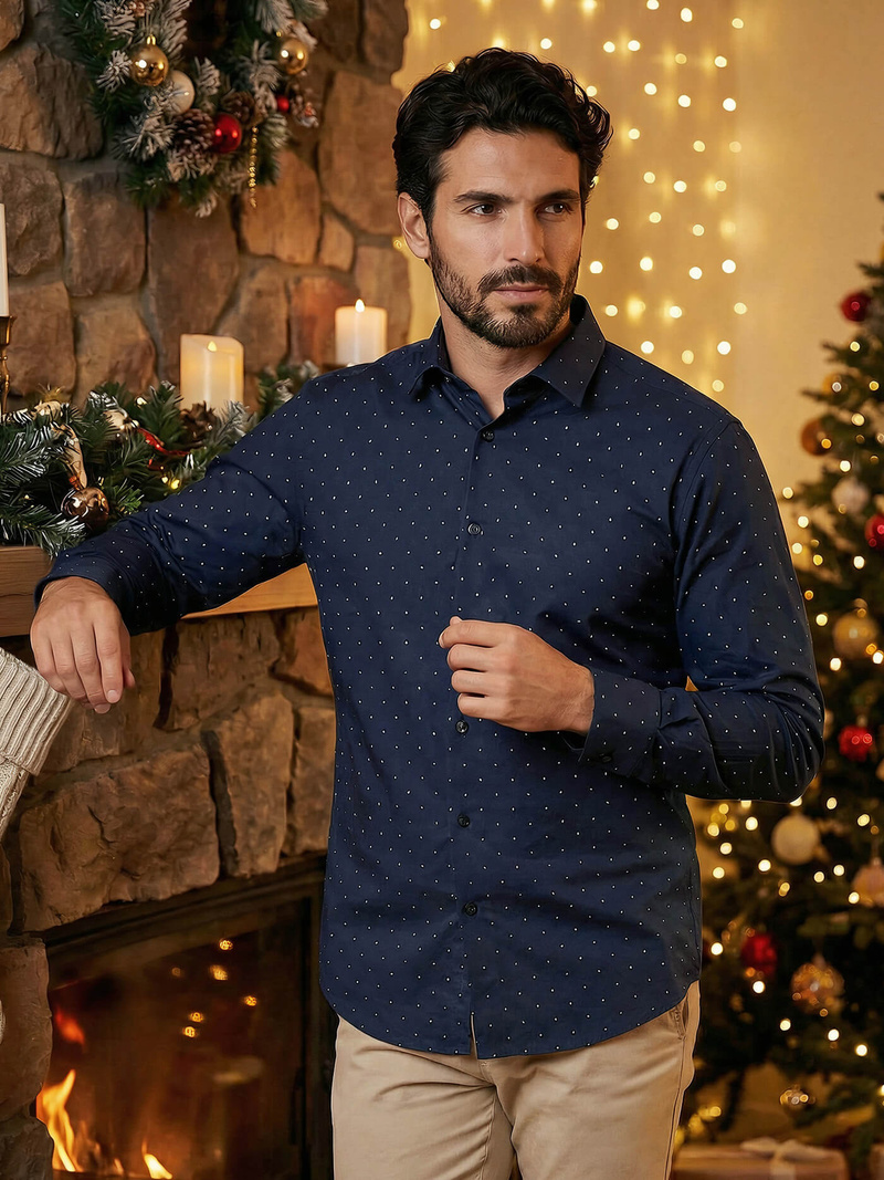 Herren Hemd Dunkelblau OZONEE V/V181Z